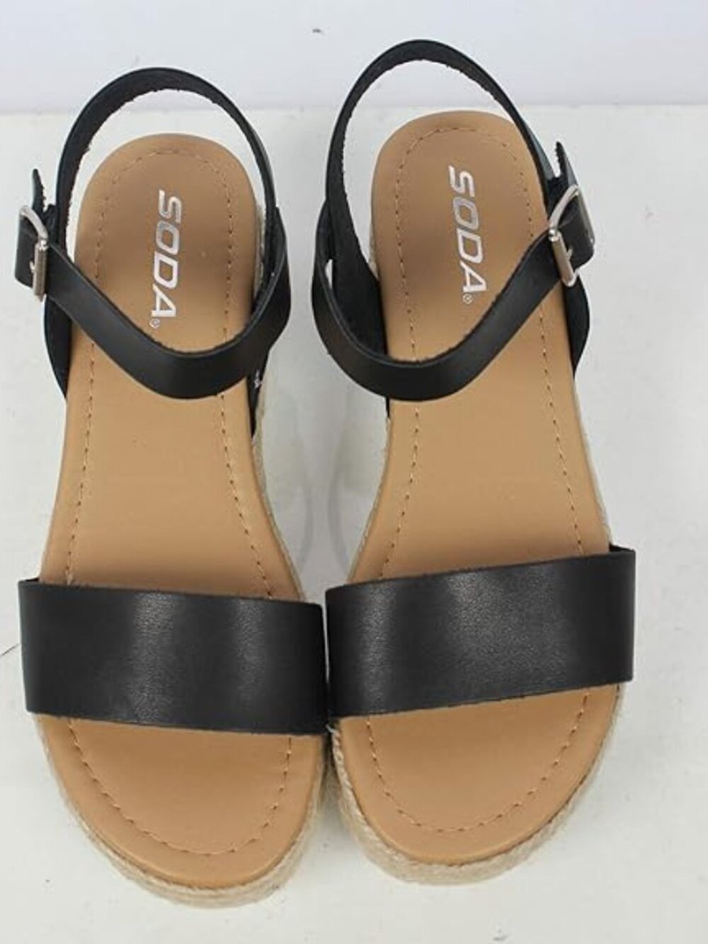 Open Toe Buckle Ankle Strap Espadrilles Flatform Wedge Casual Sandal